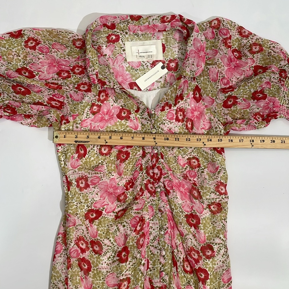 NWT Anthropologie Midi Dress Size 6 Delicate Floral Print - Picture 9 of 14